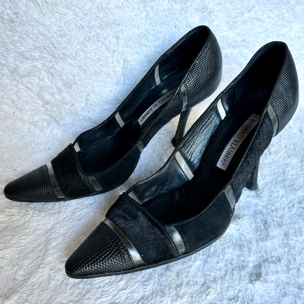 Manolo Blahnik Ponyhair Snakeskin heels - Picture 4 of 8